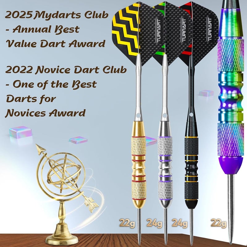 Turnart Darts Metal Tip Set - Steel Tip Darts Darts Set Professional Metal Darts 12 pcs 22/24 Grams Pro Dart Set with Stylish Case Aluminum Shafts Extra 9 Flights - Image 5